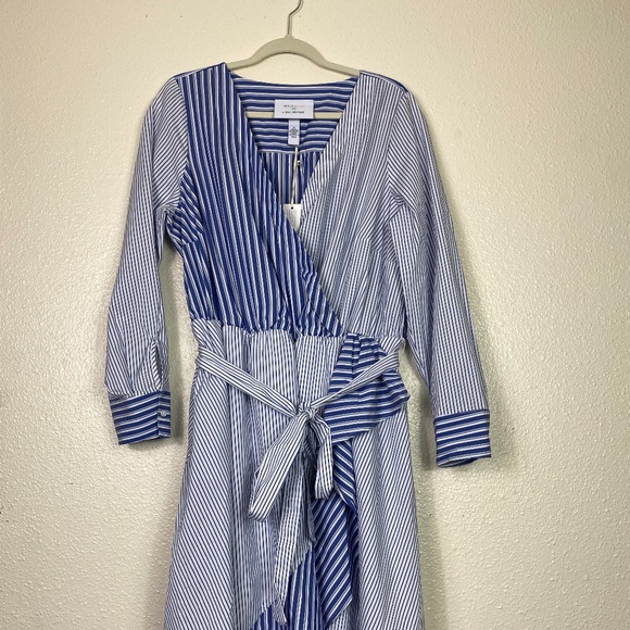 NWT Lane Bryant Blue and White Striped Midi Dress - Picture 3 of 9